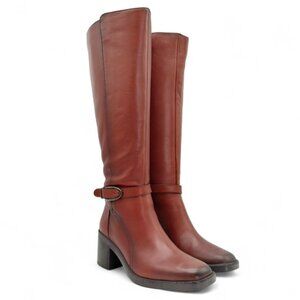 Naturalizer Women's Size 7.5 M Elliot Brown Leather Square Toe Knee High Boots